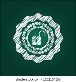 open lock icon with chalkboard texture