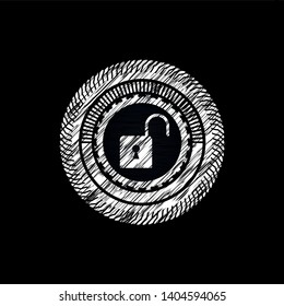 open lock icon with chalkboard texture