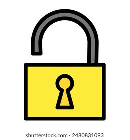 open lock icon color or logo illustration outline black filled style