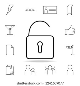 open lock icon. Detailed set of simple icons. Premium graphic design. One of the collection icons for websites, web design, mobile app