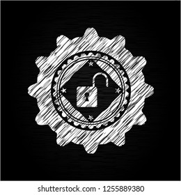 open lock icon drawn on blackboard