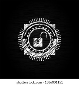 open lock icon drawn on blackboard