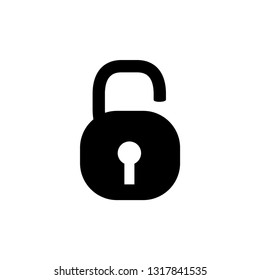 Open Lock Icon In Flat Style Vector For Apps, UI, Websites. Black Lock Icon Vector Illustration.