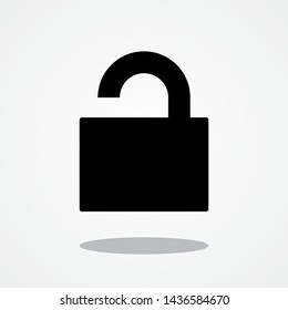 Open Lock. Icon with Gray Shadow