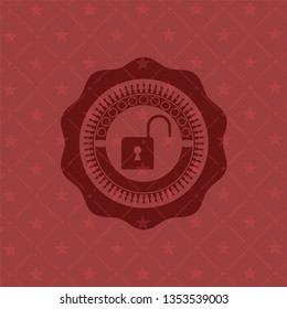 open lock icon inside badge with red background