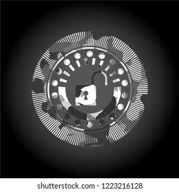 open lock icon inside grey camo texture