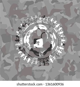 open lock icon inside grey camouflage texture