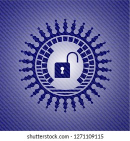 open lock icon inside jean background