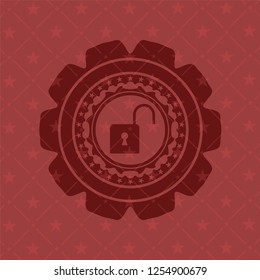 open lock icon inside red icon or emblem