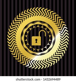 open lock icon inside shiny emblem