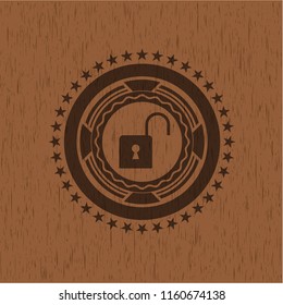 open lock icon inside wooden signboards