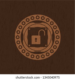 open lock icon inside wooden signboards