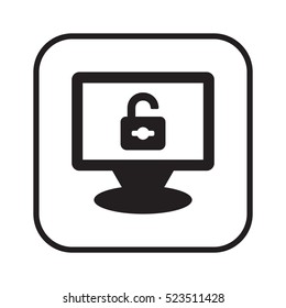 Open  lock   icon, isolated. Flat  design. 