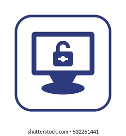 Open  lock   icon, isolated. Flat  design. 