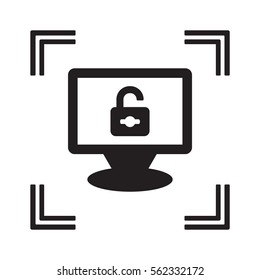 Open  lock   icon, isolated. Flat  design. 