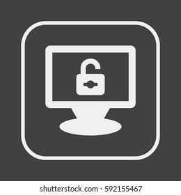 Open  lock   icon, isolated. Flat  design. 