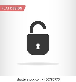 Open lock icon isolated on background. Flat icon