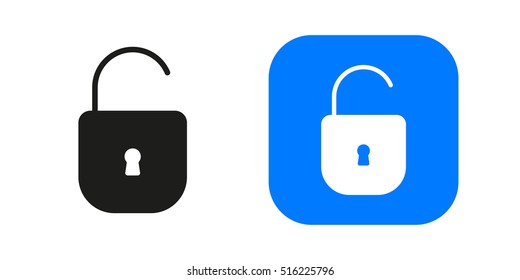 Open lock icon isolated on background. Minimalistic open lock. Vector icons for web and mobile applications, web sites and infographics