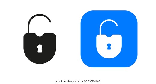 Open lock icon isolated on background. Minimalistic open lock. Vector icons for web and mobile applications, web sites and infographics