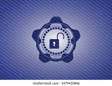 open lock icon with jean texture