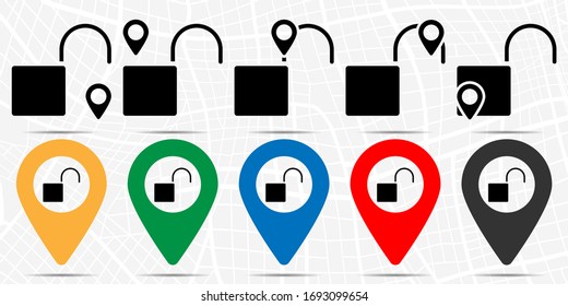 Open lock icon in location set. Simple glyph, flat illustration element of web, minimalistic theme icons