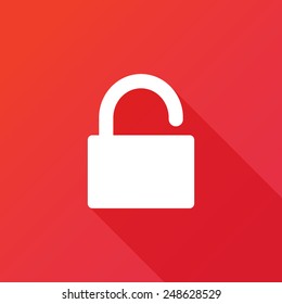 Open Lock Icon. Long Shadow