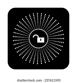 open lock Icon on a black background, vector