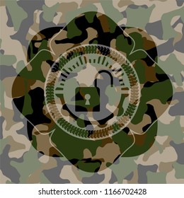 open lock icon on camo pattern