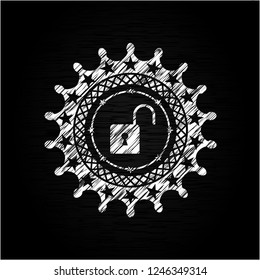 open lock icon on chalkboard