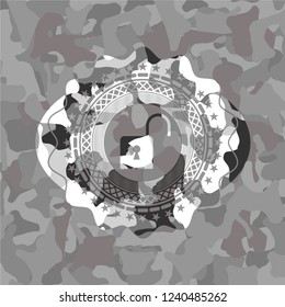 open lock icon on grey camo pattern