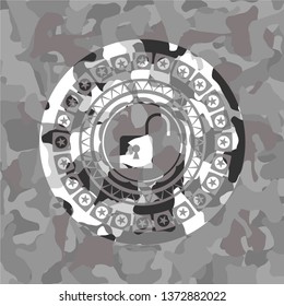 open lock icon on grey camo texture