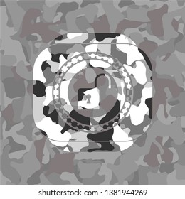 open lock icon on grey camouflage pattern