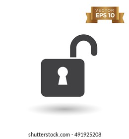 Open Lock Icon on white background. Vector illustration.