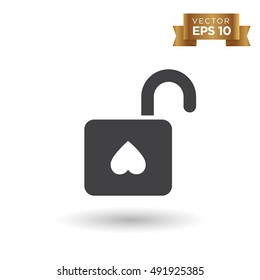 Open Lock Icon on white background. Vector illustration.