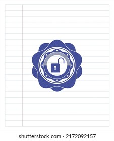 den Effekt des Stifts öffnen. Blaue Tinte. Vektorgrafik. Detaillierte Angaben. 