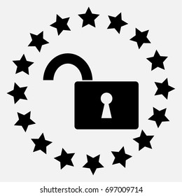Open lock icon, secure vector illustration