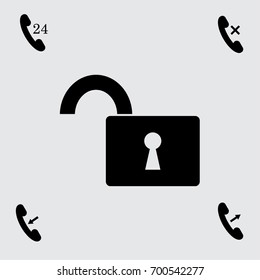 Open lock icon, secure vector illustration
