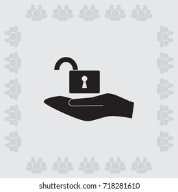 Open lock icon, secure vector illustration