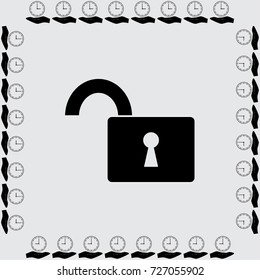Open lock icon, secure vector illustration