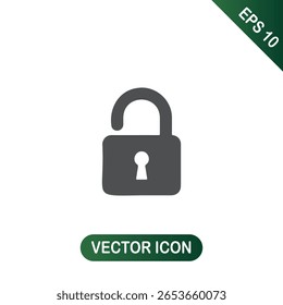 Abrir Símbolo de Acesso de Segurança de Ícone de Bloqueio para Entrada Desbloqueada ou Autorizada