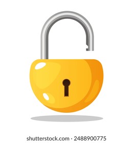 Open lock icon with shadow isolated on white background. Concept of protection,secure.	