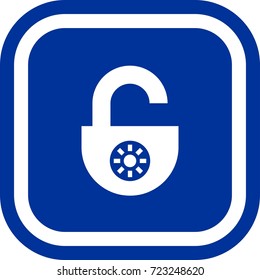 Open lock icon , sign Square with rounded corners