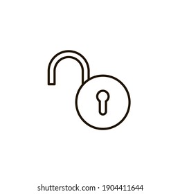 Open lock icon. Simple line style for web template and app. Security, black, business, button, code, computer, element, keyhole, vector illustration design on white background. EPS 10
