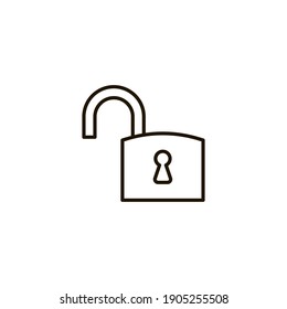Open lock icon. Simple line style for web template and app. Security, black, business, button, code, computer, element, keyhole, vector illustration design on white background. EPS 10