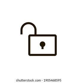 Abrir icono de bloqueo. Estilo de línea simple para plantilla web y aplicación. Seguridad, negro, negocio, botón, código, computadora, elemento, tecleo, diseño de ilustración vectorial sobre fondo blanco. EPS 10