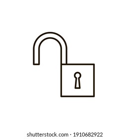 Open lock icon. Simple line style for web template and app. Security, black, business, button, code, computer, element, keyhole, vector illustration design on white background. EPS 10