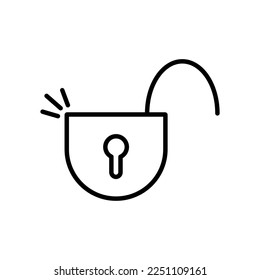Open lock icon. Simple line style for web template and app. Security, black, business, button, code, computer, element, keyhole, vector illustration design on white background. EPS 10