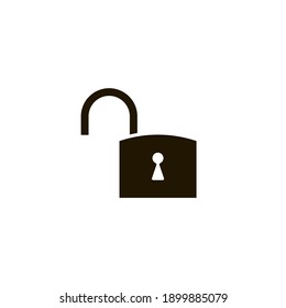 Open lock icon. Solid style for web template and app. Security, black, business, button, code, computer, element, keyhole, vector illustration design on white background. EPS 10