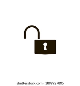 Open lock icon. Solid style for web template and app. Security, black, business, button, code, computer, element, keyhole, vector illustration design on white background. EPS 10