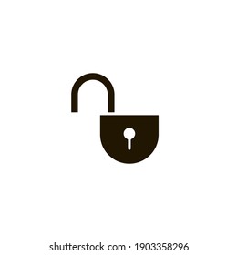 Open lock icon. Solid style for web template and app. Security, black, business, button, code, computer, element, keyhole, vector illustration design on white background. EPS 10